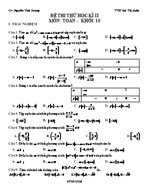Đề thi thử học kỳ II môn Toán Lớp 10 - Nguyễn Thái Dương